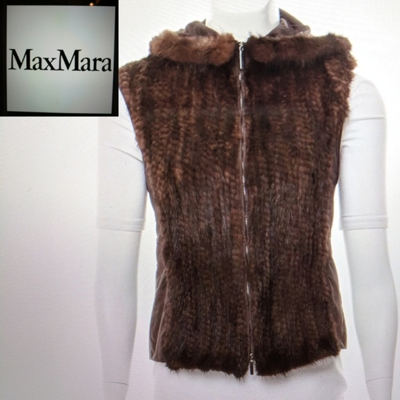 MINK MAXMARA fur VEST with hood - Picture 7 of 7